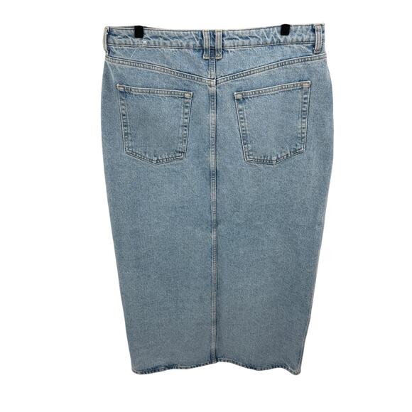 Mango Skirt Denim Back Slit Hem Women's Size XL Blue - Picture 6 of 7
